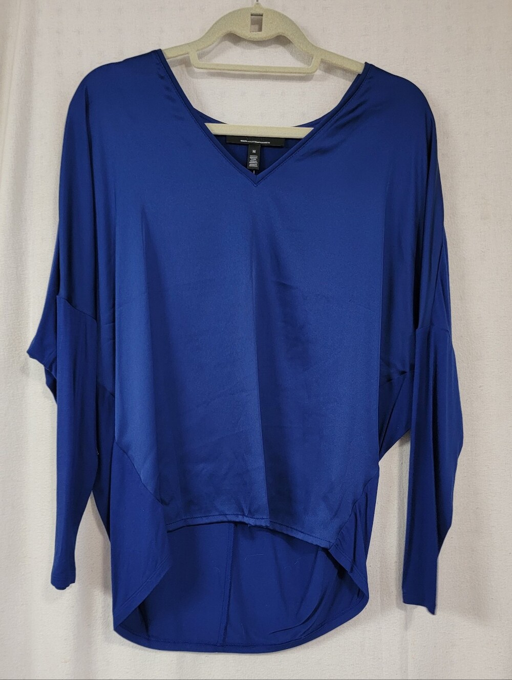 White House Black Market Royal Blue V-Neck Draped Tunic